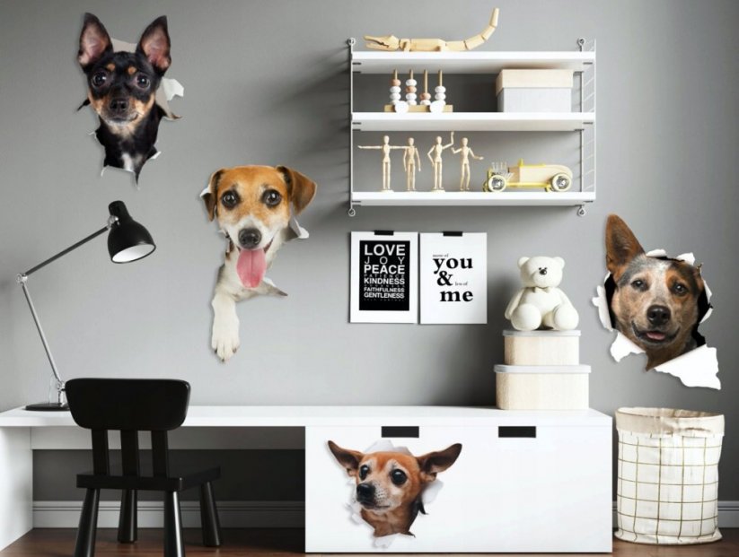 Autocolant de perete unic pentru iubitorii de câini - Mărimea: 80 x 160 cm