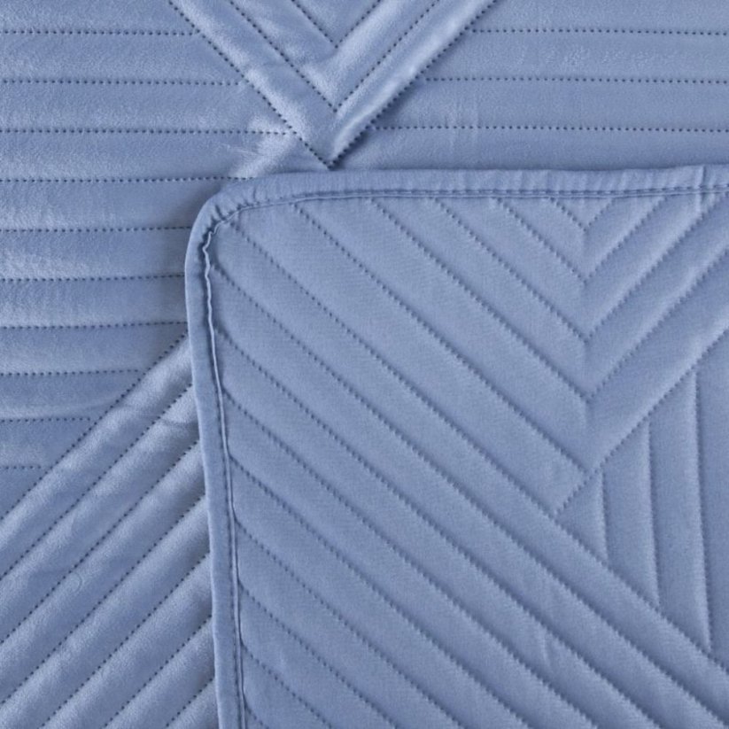 Cuvertură de pat de calitate din catifea matlasată albastră