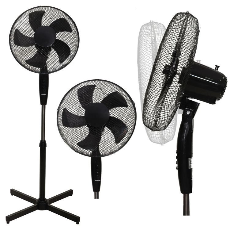 Samostojeći ventilator s 5 lopatica - crni 45 W