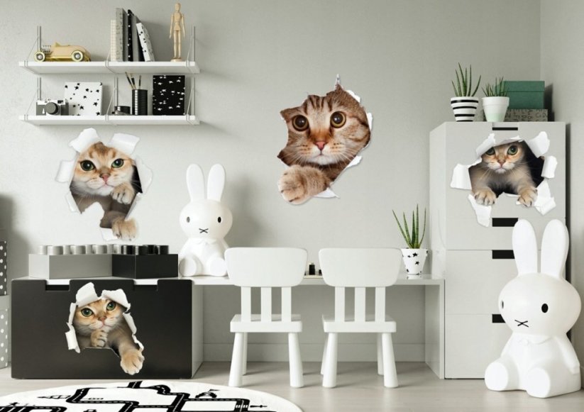 Dekoračná nálepka na stenu zvedavé mačky - Rozmer nálepky: 60 x 120 cm