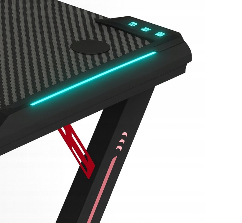 Gamingový stôl s RGB LED podsvietením čierny