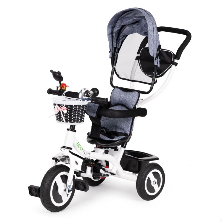 Tricikli, babakocsi szürke ECOTOYS