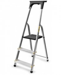 Hliníkový rebrík s 3 schodíkmi, policou a nosnosťou 150 kg