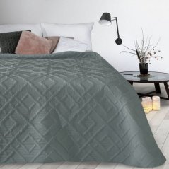 Modern ágytakaró sötétszürke mintával