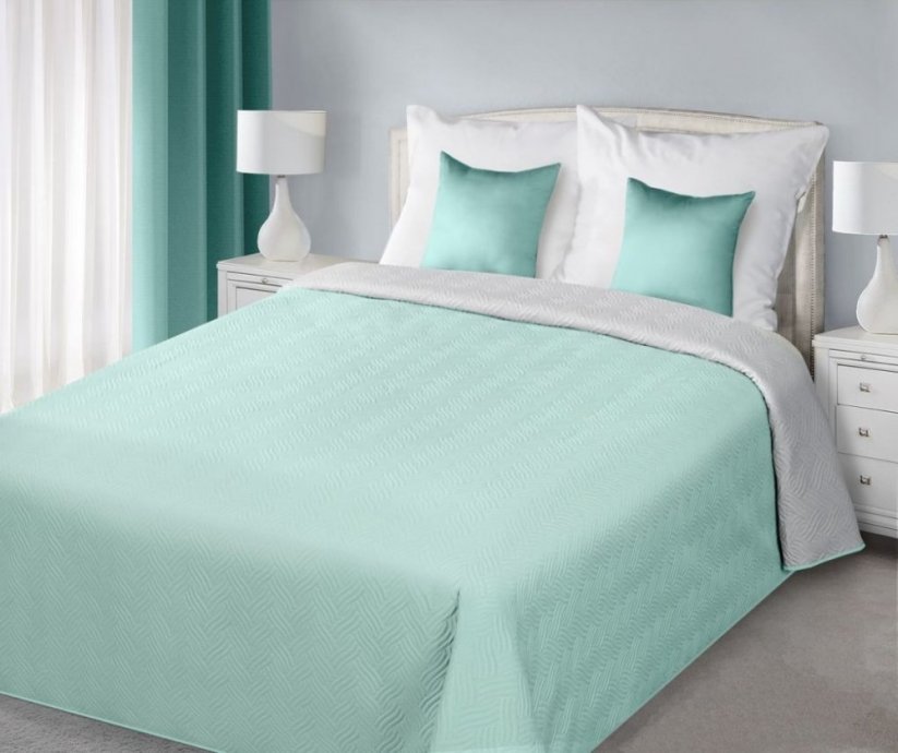 Luxusní modré oboustranné přehozy na postel