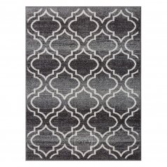 Ausgefallener, grauer Teppich in skandinavischem Stil
