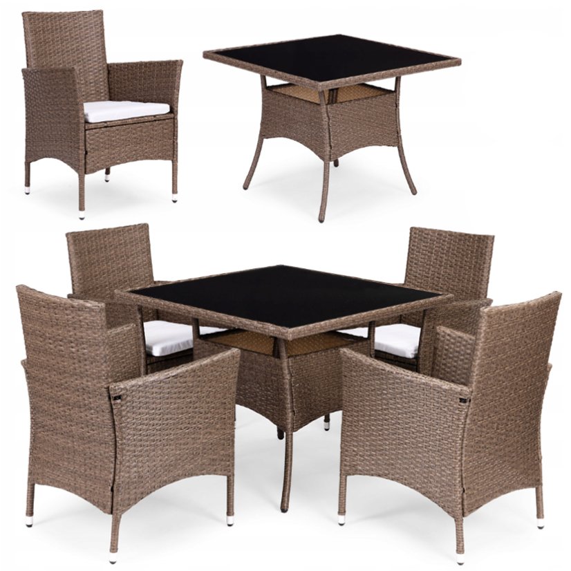 Záhradný set nábytku MULTIGARDEN – 4 kreslá a stôl, svetlohnedý