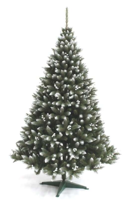 Zasnežený vianočný stromček s jarabinou 220 cm