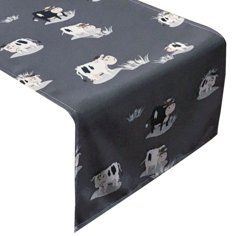 Sivý behúň s motívom kravičiek