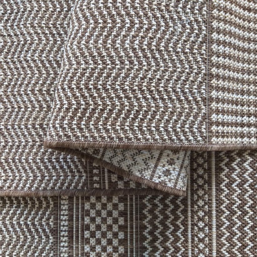Hochwertiger brauner Teppich mit feinem Muster passend für jeden Raum - Die Größe des Teppichs: Breite: 80 cm | Länge: 150 cm