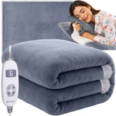 Pătură încălzită electric 180 x 130 cm - gri cu blană