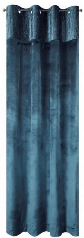 Luxusné zamatové závesy s volánmi modrej farby 140 x 250 cm