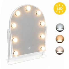 Stolní kosmetické zrcátko Hollywood s 9 LED žárovkami a dotykovým ovládáním – 30 x 40 cm