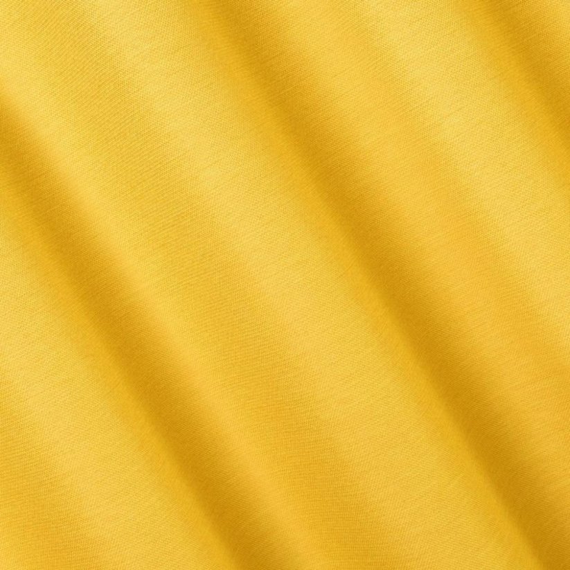 Gelber Verdunkelungsvorhang mit Aufhängung an Metallringen