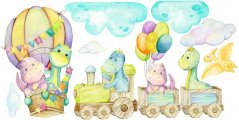 Wandaufkleber für Kinder Dinosaurier in einem Zug