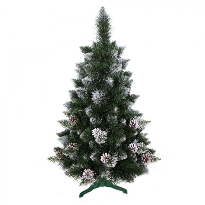 Lagano zasnježeni umjetni božićni bor sa šišarkama od 150 cm