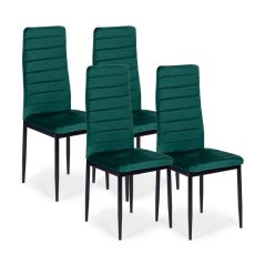 Set aus 4 eleganten Samtstühlen in Grün