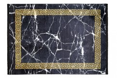 Covor trend negru cu model geometric auriu