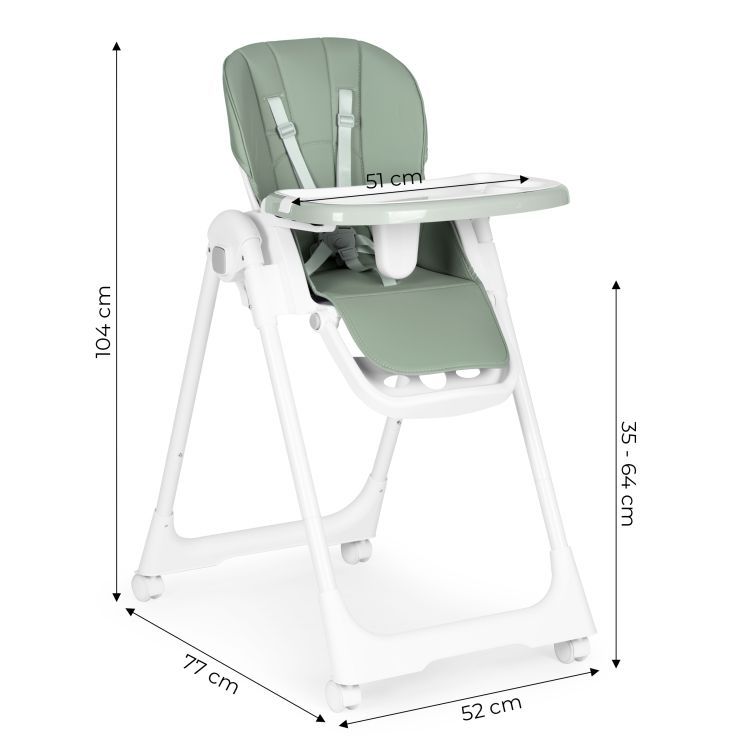 Dětská jídelní židlička v zelené barvě