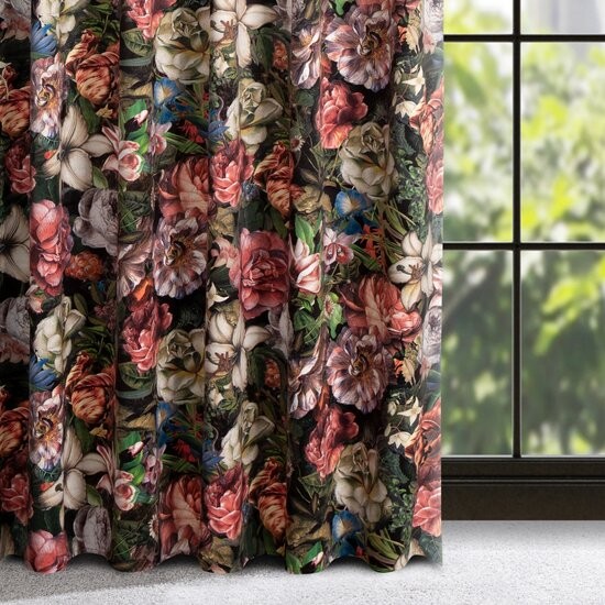 Perdea cu model floral pe panglică 140 x 270 cm