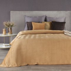 Copriletto in velluto marrone con cuciture geometriche