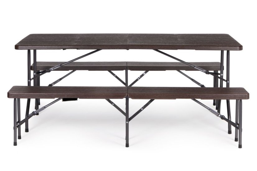 Set za kampiranje 180cm + 2 klupe u smeđoj boji