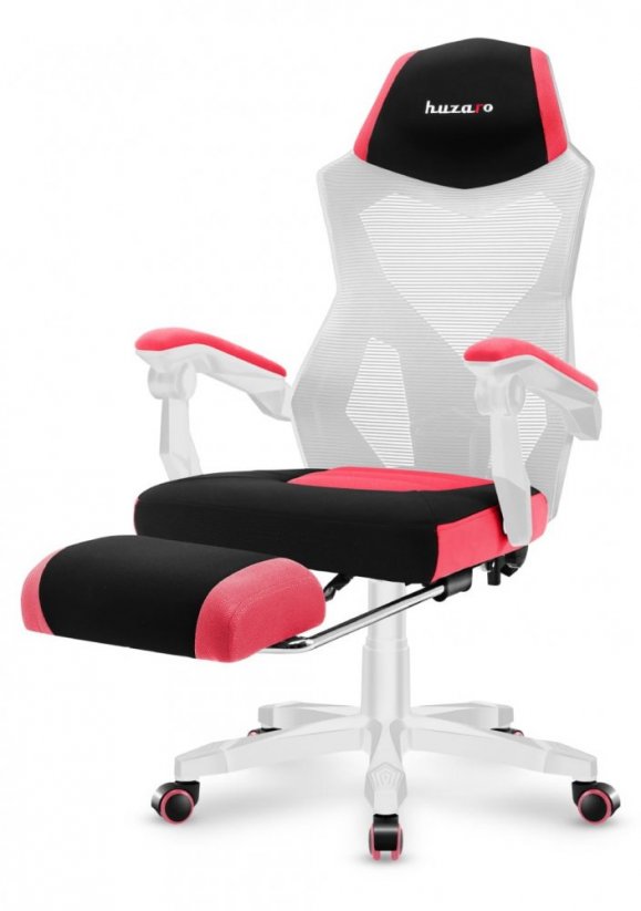 Herní křeslo s pohodlnou opěrkou nohou růžové barvy COMBAT 3.0