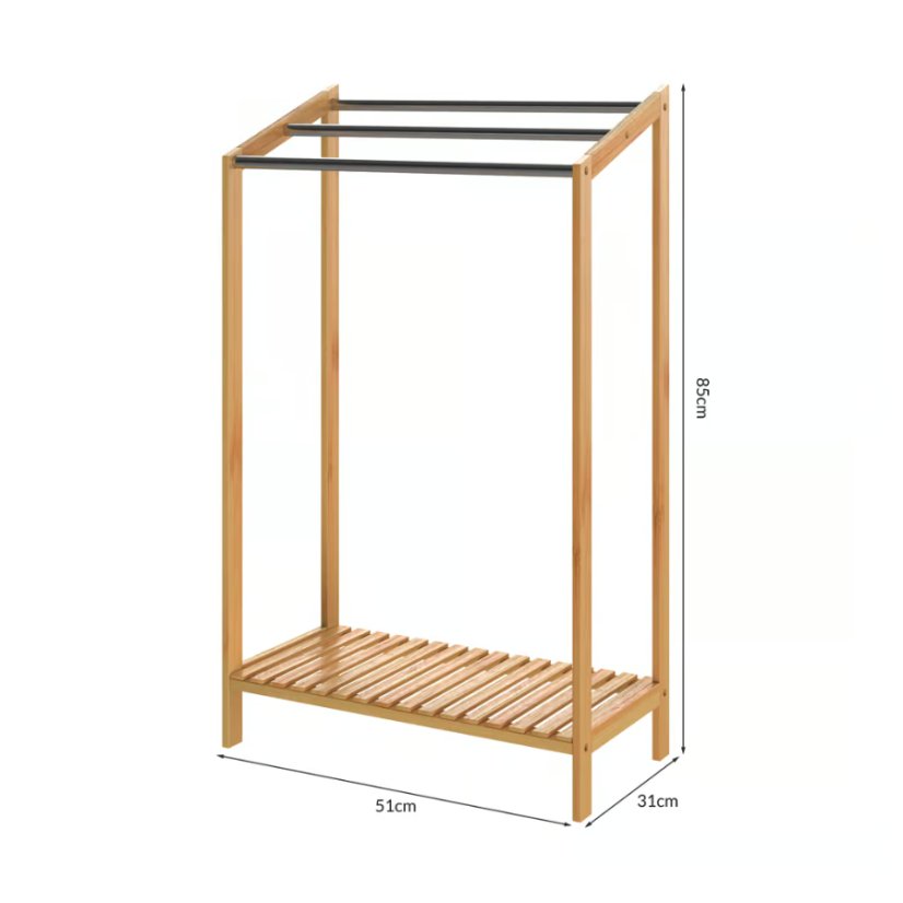 Suport pentru prosoape din bambus - set de 2