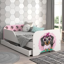 Kompletna otroška postelja 160 x 80 cm z vzmetnico in letvenim dnom - roza jazbečar