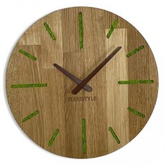 Wanduhr aus Eiche mit Moos 30 cm