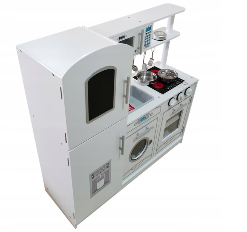 Fehér gyermekkonyha kiegészítőkkel és LED világítással