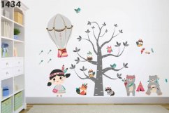 Autocolant de perete original pentru copii - indieni veseli 80 x 160 cm