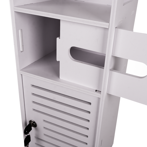 Szabadon álló fürdőszobaszekrény WC-papír tartóval - fehér