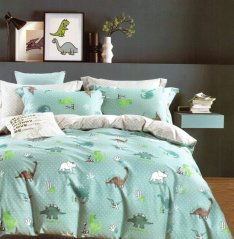 mentolové posteľné obliečky pre deti s dinosaurami