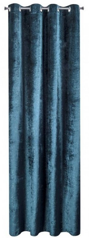 Trblietavý záves na okno v modrej farbe 140 x 250 cm