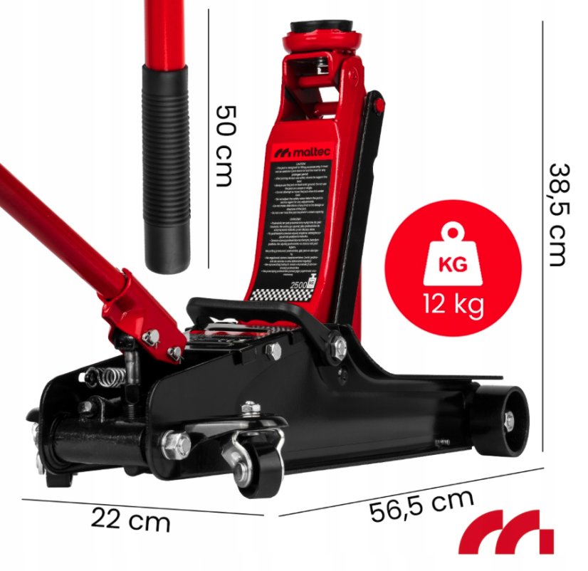 Hydraulický nízkoprofilový pojízdný zvedák 2,5 t MalTec MasterJack2500 – 85–385 mm