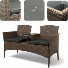 Kerti rattan garnitúra NM-03 - világosbarna + szürke párnák