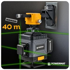 Křížový laser 4D 16 linií 360° zelený 40 m s pouzdrem PM-PLK-4DM1