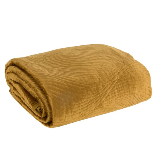 Качествена ватирана покривка за легло в жълто