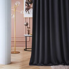 Kakovostna črna zatemnitvena zavesa z nagubanim trakom 140 x 280 cm