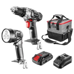 Set di utensili a batteria: trapano/avvitatore, torcia, borsa, batteria Energy+ 18V, Li-Ion 2.0Ah, caricabatterie 58G016 GRAPHITE 
