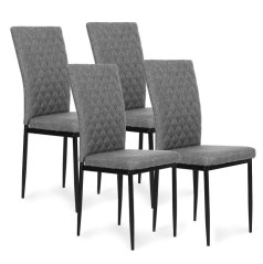 Set štyroch stoličiek sivej farby s prešívaním