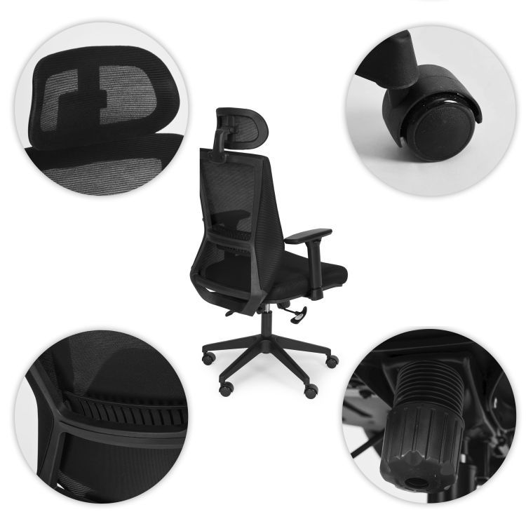 Ergonómikus irodai szék lélegző háttámlával és fejtámlával