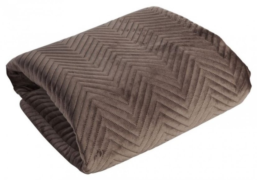 Hnedý obojstranný prehoz na posteľ s dekoračným prešívaním