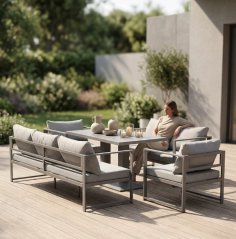 Set de grădină spațios XL-NM-2011 - gri + perne bej