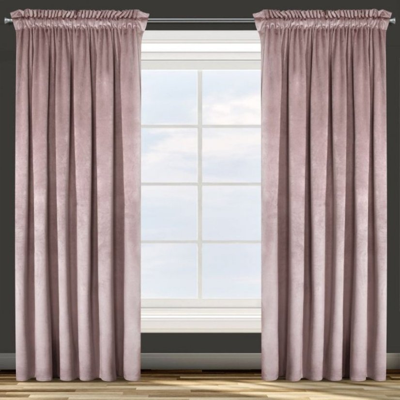 Púdrovo ružový zamatový záves na riasiacu pásku 140 x 270 cm 