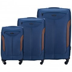 Set di valigie morbide Solier STL1801 blu navy-marrone
