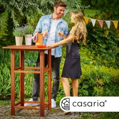 Set bar din lemn de salcâm - masă înaltă + 2 scaune de bar