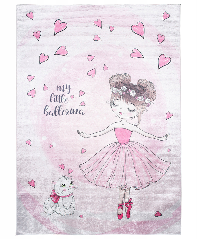 Detský ružový koberec s balerínou