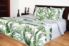 Cuvertură de pat de lux matlasată cu frunze verzi